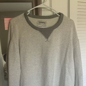 Express Men's Light Gray Crewneck Sweater